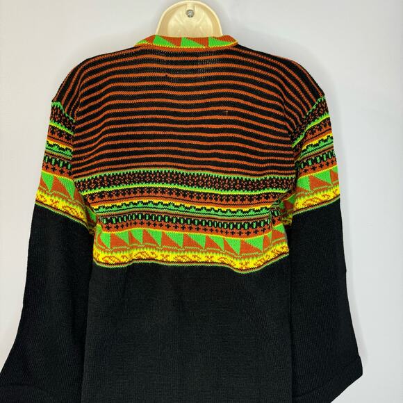 Helen Sue Vtg 70s Southwest Motifs Print Cardigan Tassel Tie Closure Bohemian - Picture 13 of 14